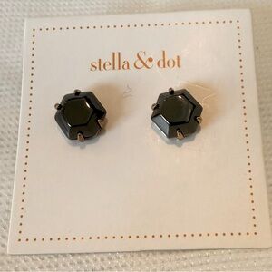 Stella&Dot stud earrings; never used; black with gold